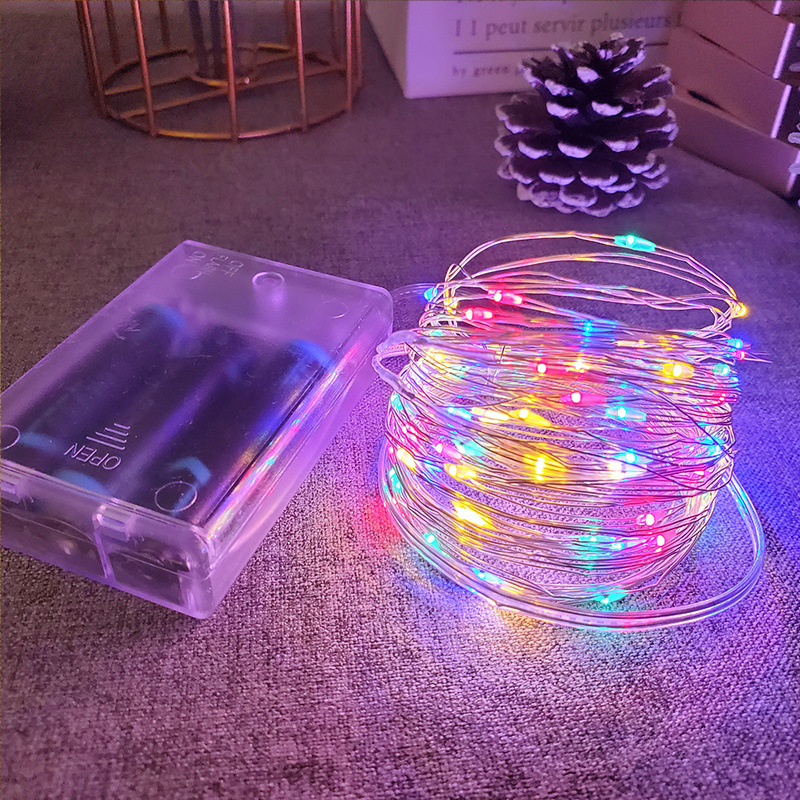 Lámpara de alambre de cobre LED Caja de batería Lámpara de alambre de cobre Cadena de luz Balcón Patio interior Camping Linternas multifuncionales de vacaciones Lámpara de estrella