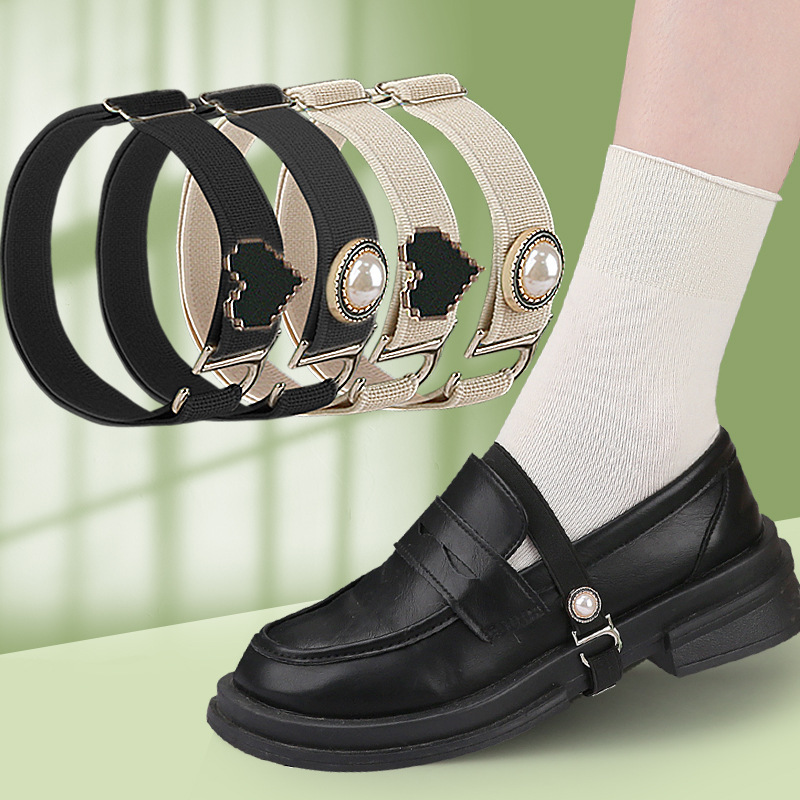 Foot-free Loafers Pearl Heel Shoelace Elastic Elastic Anti-drop Shoe Shoe Shoe Type Heel Bundle Heart Fixed Non-strap Foot-free Loafers Pearl Heel Shoelace Elastic Elastic Anti-drop Shoe Shoe Shoe Type Heel Bundle Heart Fixed Non-strap