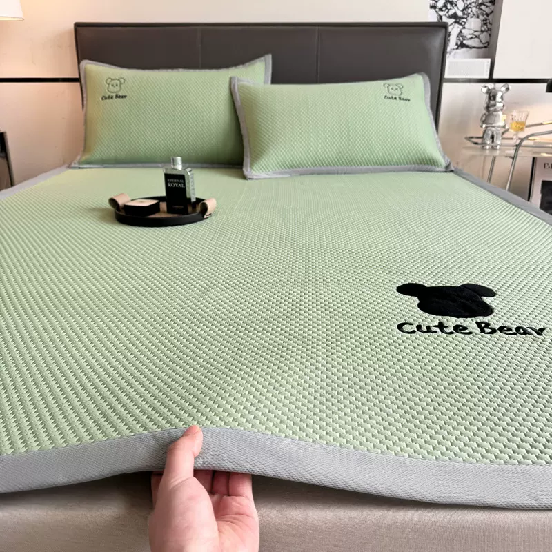 A类冰豆豆凉席三件套夏季可机水洗冰丝席床单夏天空调软席子床单