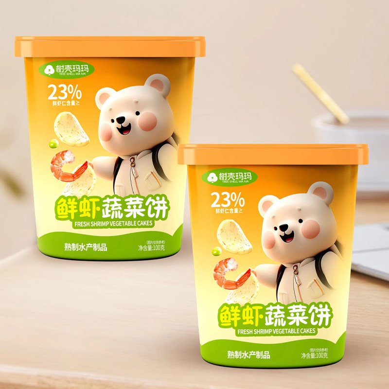 Tree Shell Mama Shrimp Vegetable Pancake Luncheon Meat Shrimp Vegetable Cod Fish Pancake Vegetable Pancake Ready-to-eat Craving Snack