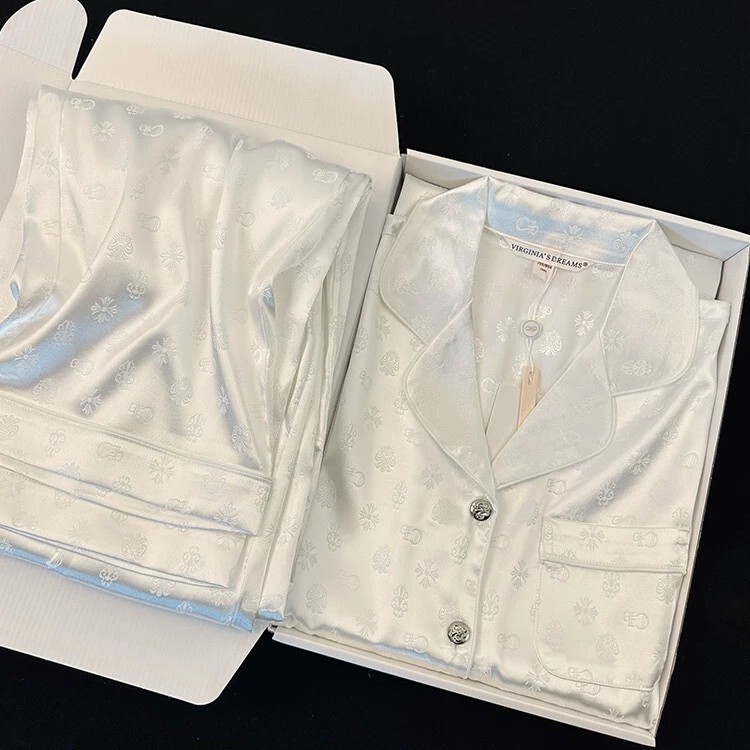 2024 New Ice Silk Croixing Light Luxury High-end Pajamas Women's Spring and Autumn Long Sleeve Pants Home Clothes suit 2024 New Ice Silk Croixing Light Luxury High-end Pajamas Women's Spring and Autumn Long Sleeve Pants Home Clothes suit
