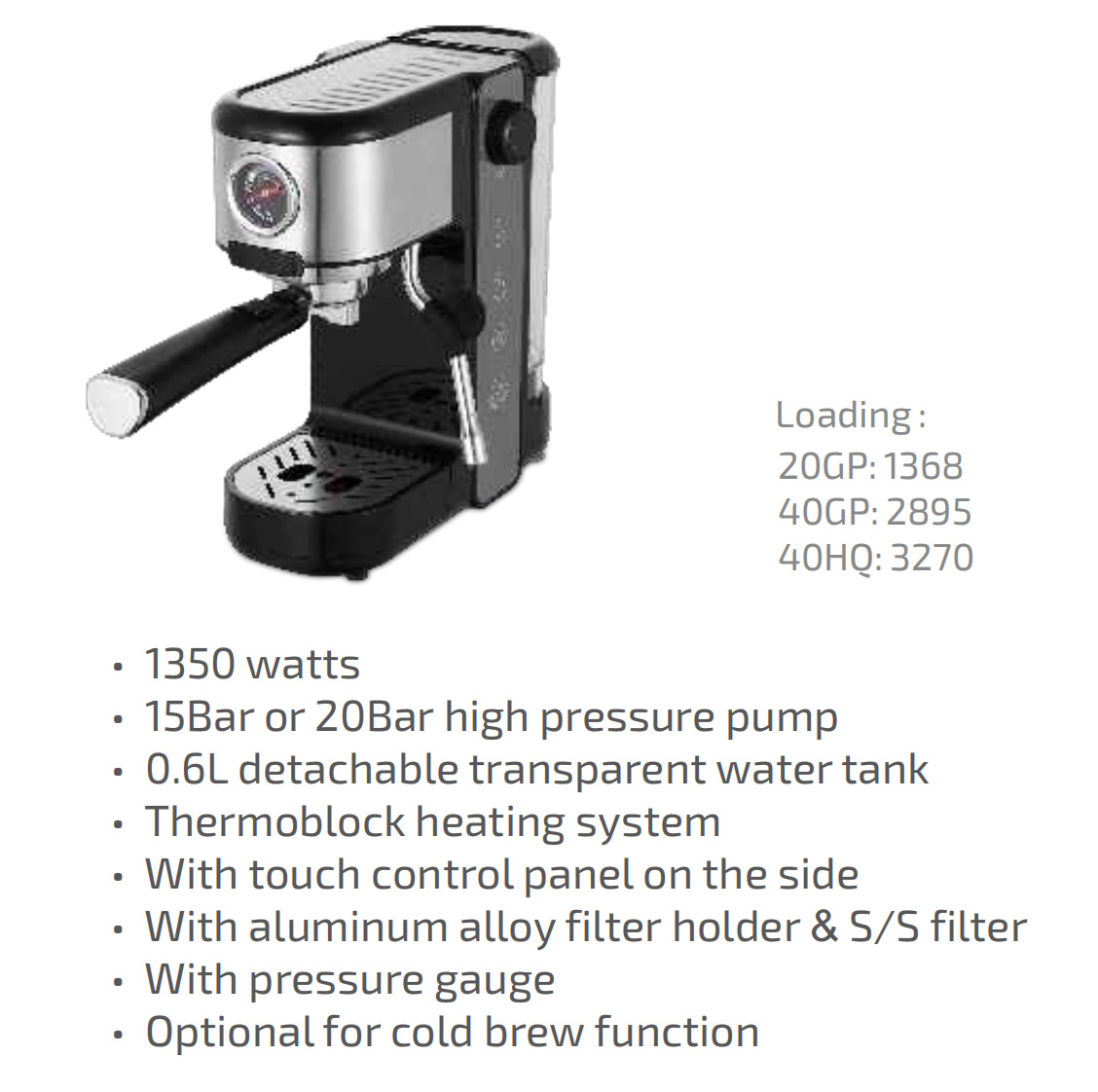 Máquina de café semiautomática italiana manual, máquina de café de oficina de alta presión, máquina de café al por mayor transfronteriza