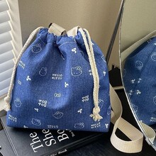 新款时尚女包单肩斜挎袋超轻薄洋气抽绳设计简约休闲水桶包包潮气