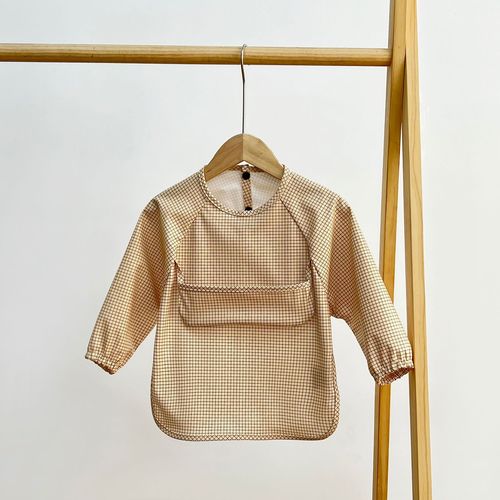 Baby back-dressing long-sleeved waterproof children's coveralls new baby eating clothes anti-dirty and stowable large pocket apron