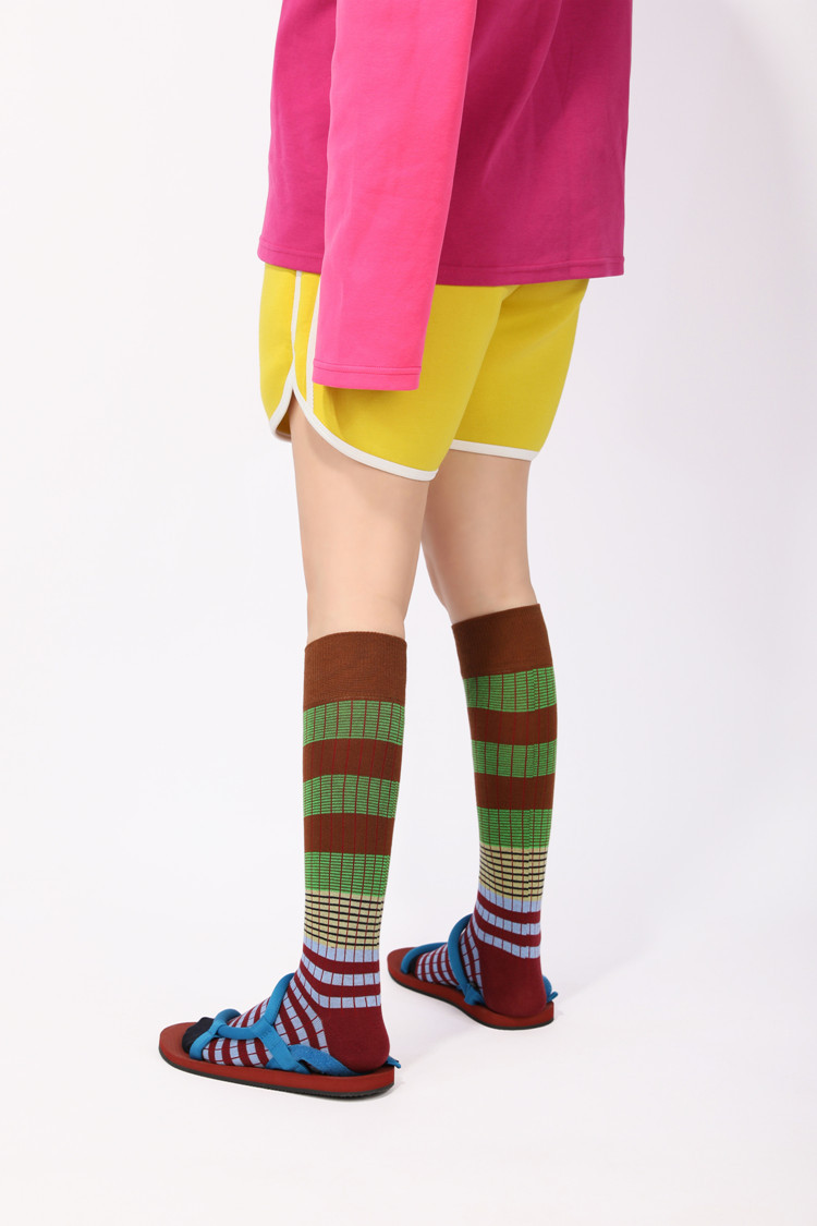 Women's Fashion Stripe Cotton Jacquard Crew Socks 1 Set display picture 3