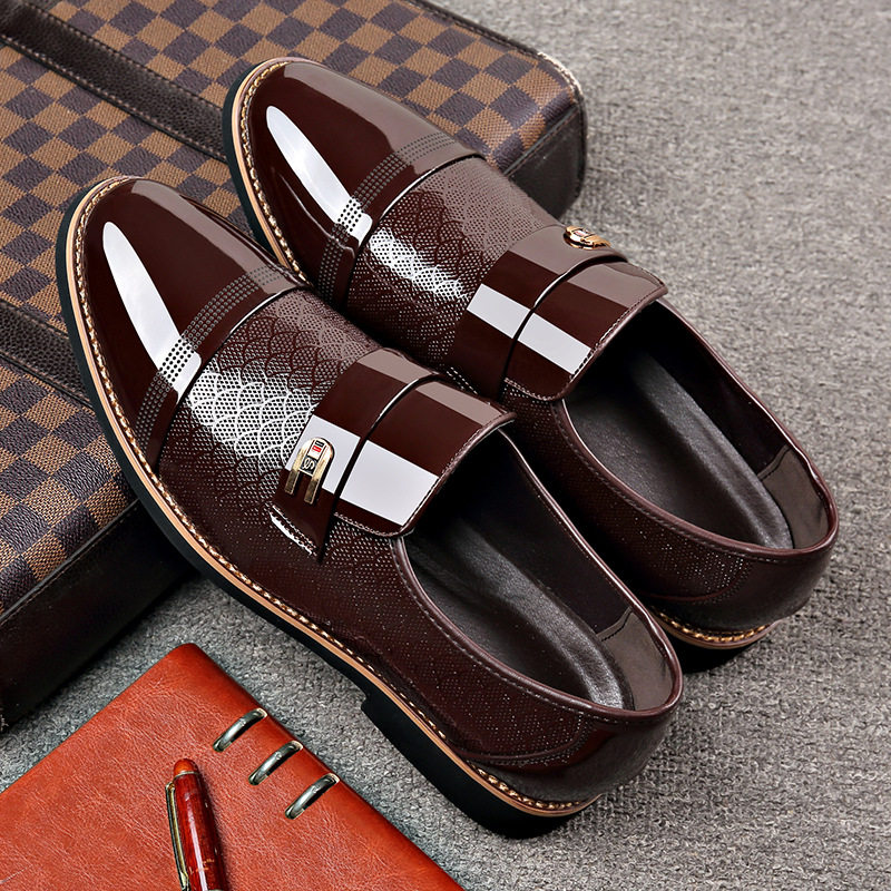 Giày da nam cao cấp mũi nhọn gót thấp 1–3 cm kiểu Anh, giày công sở trang trọng — WZ56 màu nâu, WZ56 màu đen