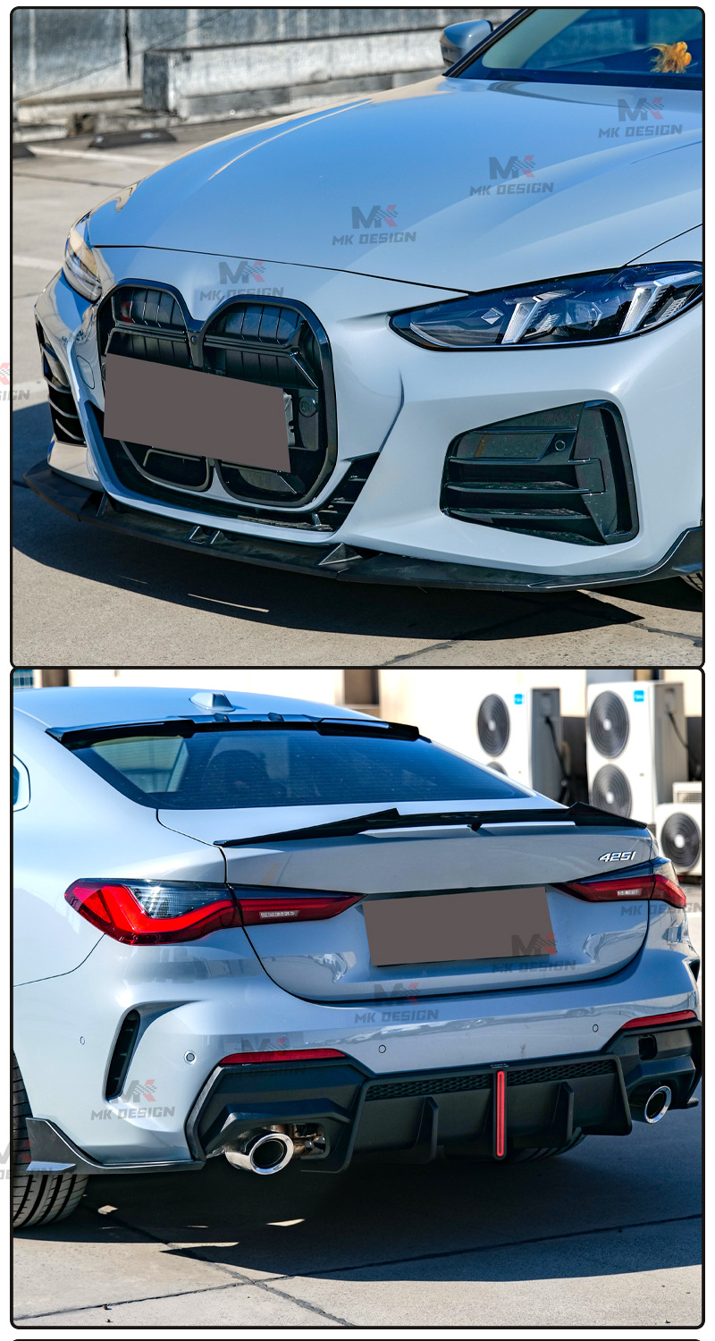 Suitable for Bmw 4 Series G22 Two-Door Abs Glossy Black Front Shovel Side Skirt Rear Lip Surround Front Lip Rear Wing