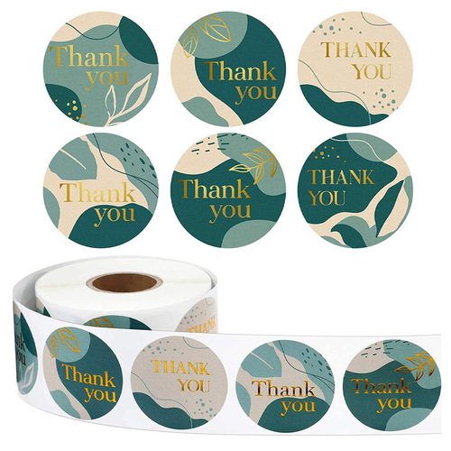 Cross-border wholesale dark green thank you stickers gift packaging seal stickers holiday party decoration stickers