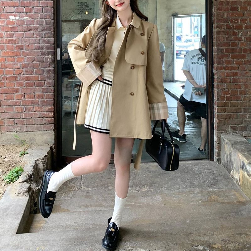 卡其色风衣外套女2025年秋季新款韩版设计感小个子宽松显瘦大衣潮|undefined