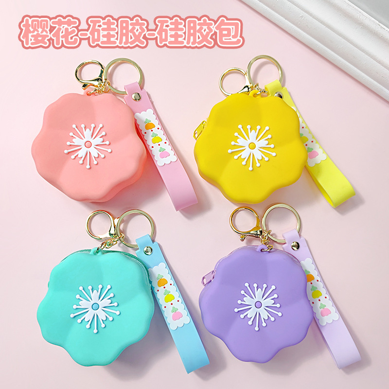 New Silicone Cherry Blossom Coin Purse Women's Children's Bag Cute Princess Bag Fashion All-match Mini Women's Bag Wholesale