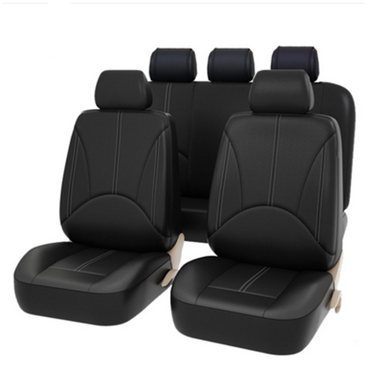 Personalidad europea y americana empalme de alta calidad PU cuero ligero de lujo cubierta de asiento universal resistente al desgaste suave y cómodo cojín de asiento de automóvil transpirable