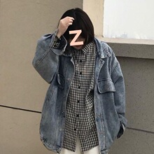 学生宽松牛仔外套女2025秋季新款韩版港风复古中长款百搭上衣夹克
