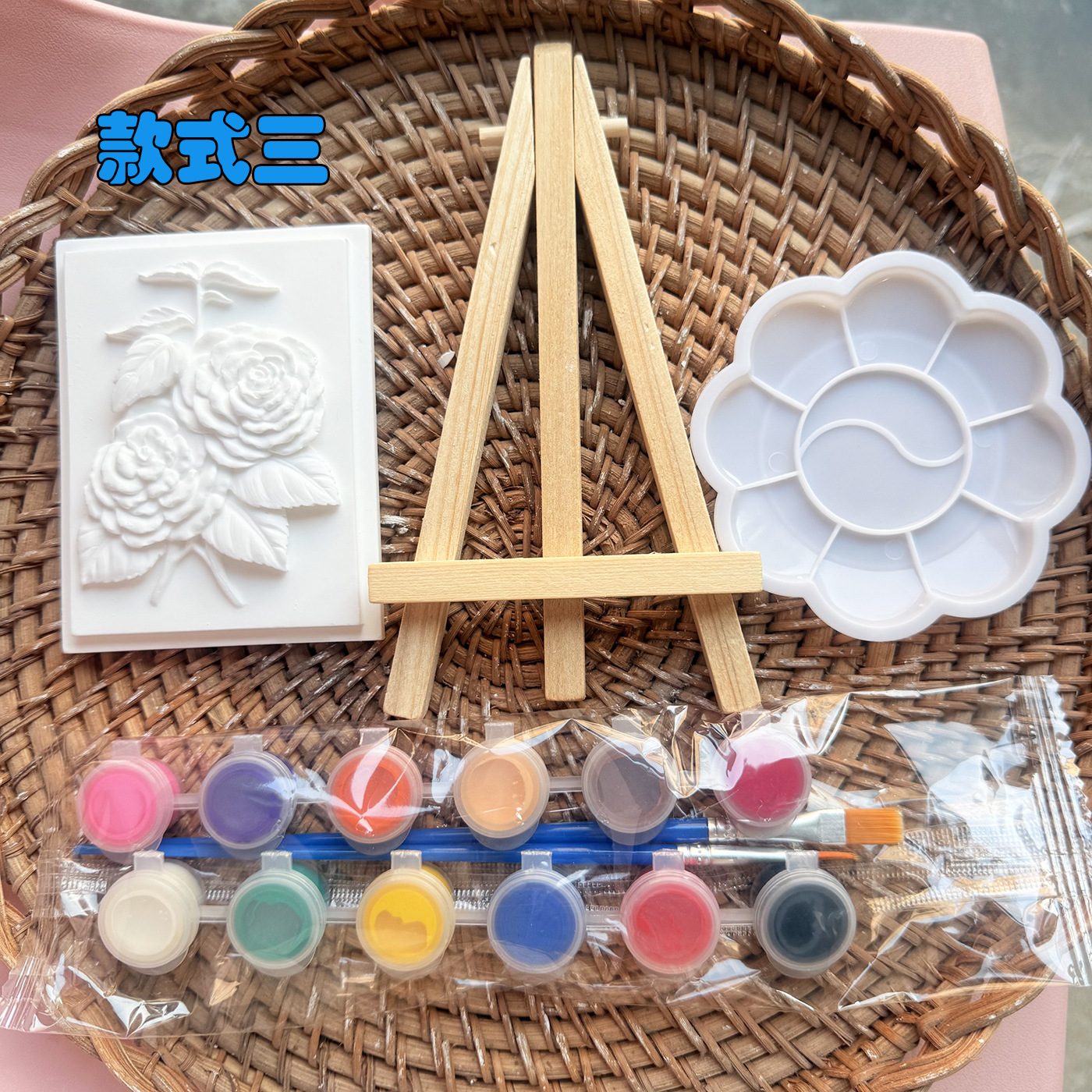 Adorno de Yeso en Relieve Floral DIY para Pintar y Decoración