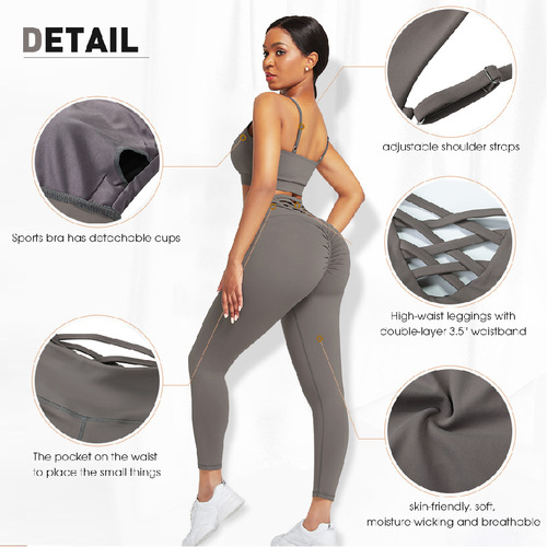  New Yoga Wear Set Cross Back Beauty Underwear Hooded Top Three-piece Sports Suit One Piece Dropshipping