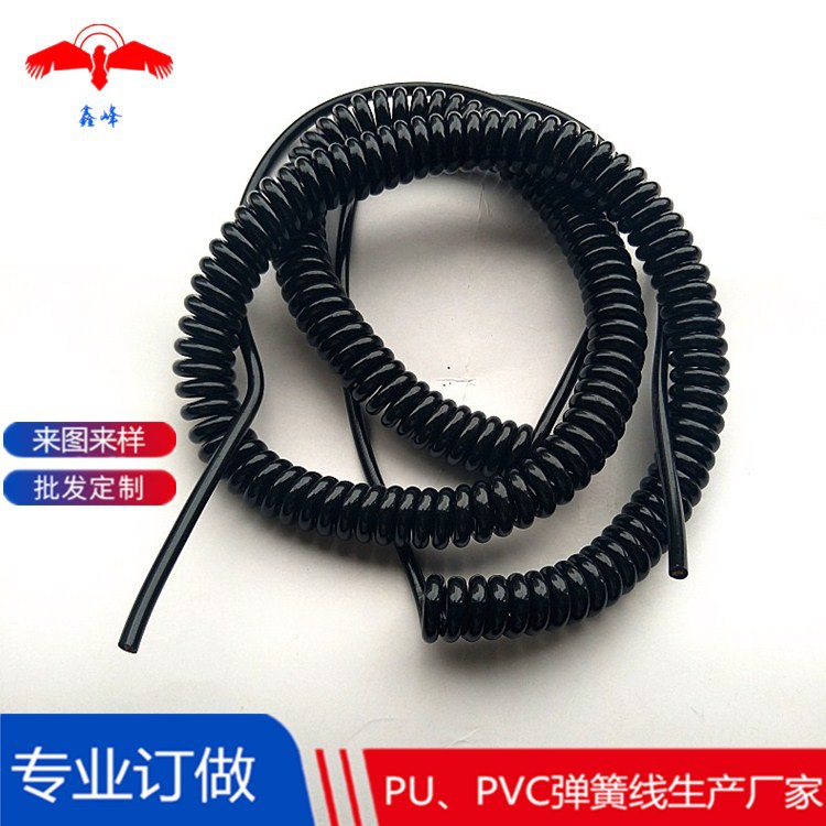黑色亮面PU弹簧线2芯3芯4芯0.5平方充电线点烟器弹簧弹弓线电源线