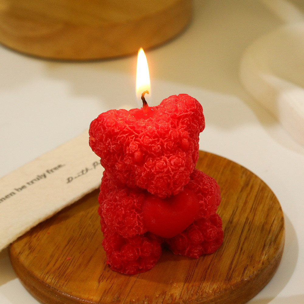 Søt liten gave, rosebjørn, duftlys, bestevennens bursdagssuvenir, valentinsdag, kinesisk valentinsdag, liten bjørneform