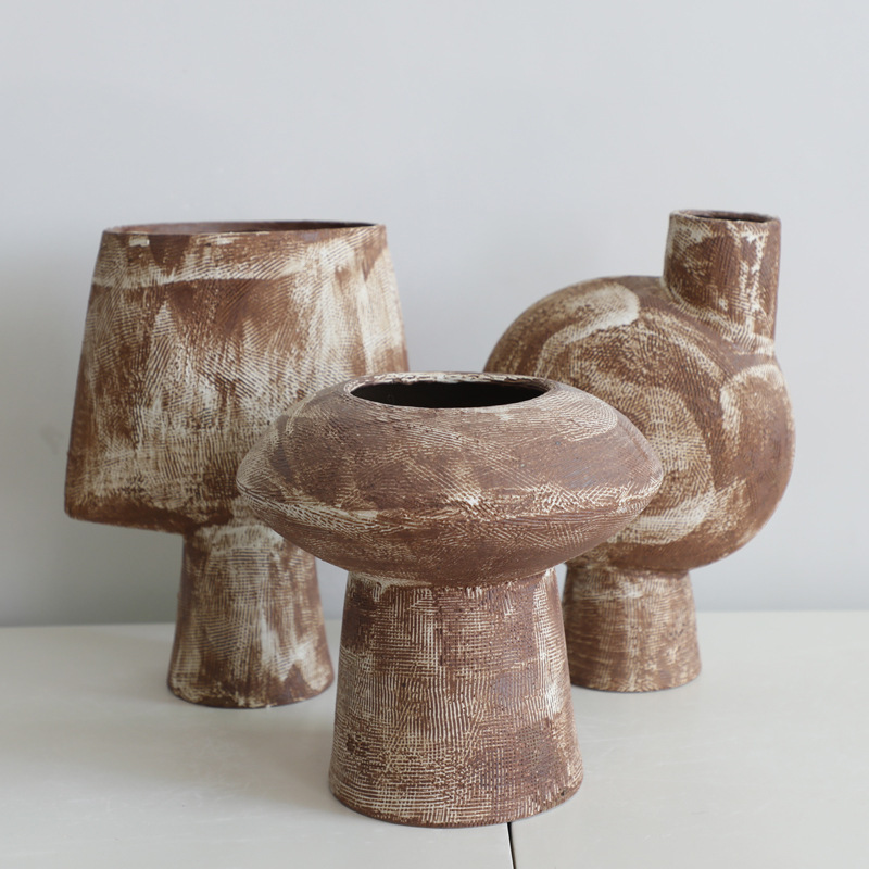 Wabi-Sabi Style Handmade Pottery Abstract Collection Flower Ware Modern Minimalist Art Vase Ornaments B&B Model Room Wholesale