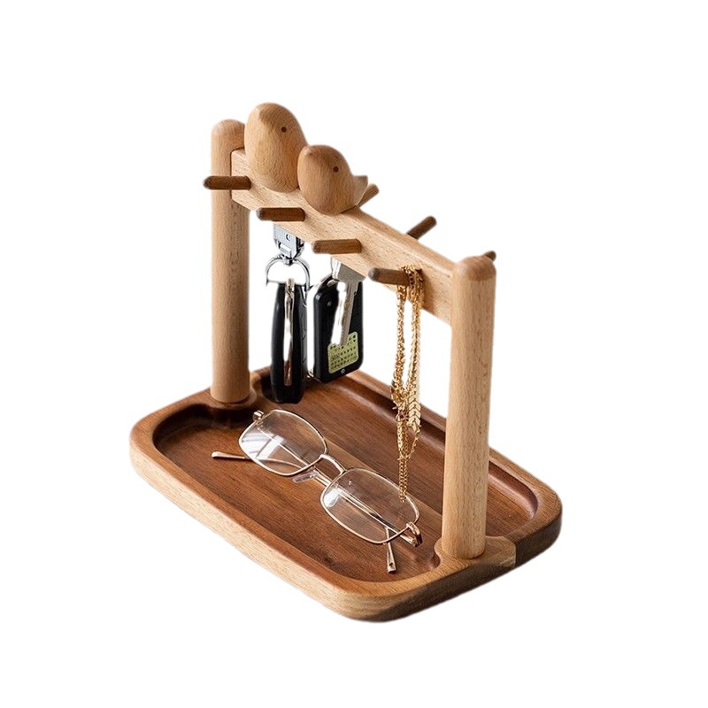 Simple entrada de madera llave de entrada de madera sólida ojo misceláneas estante de almacenamiento tocador estante de exhibición de la joyería