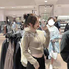 亚马逊女装连帽毛衣 外贸女装尾款货源剪标毛衣 za纯色帽衫针织衫