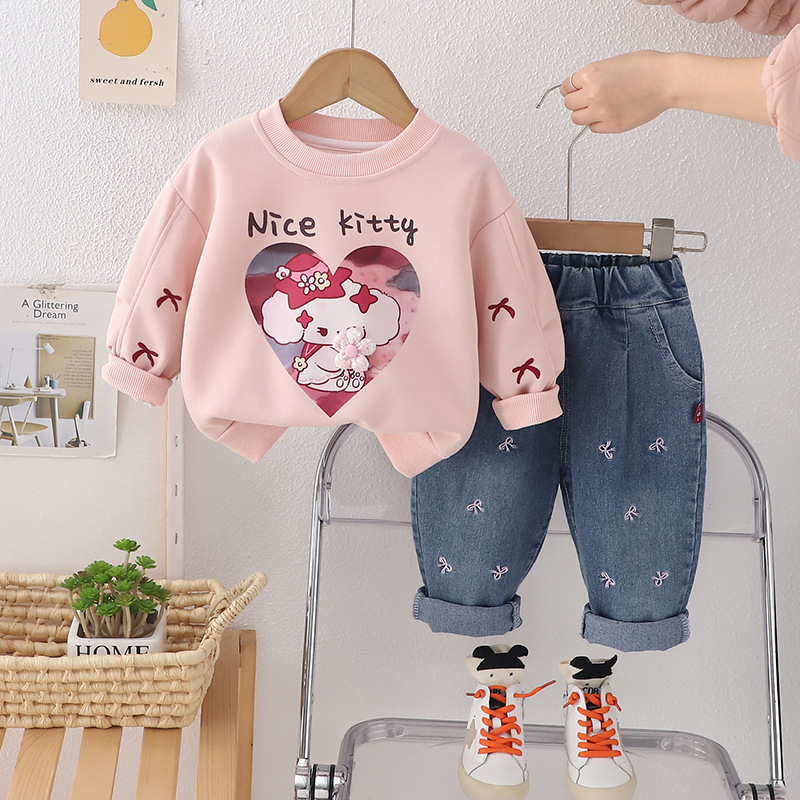 Conjunto de sudadera para niñas dos piezas, diseño cute – moda primavera-otoño 2025. image 7