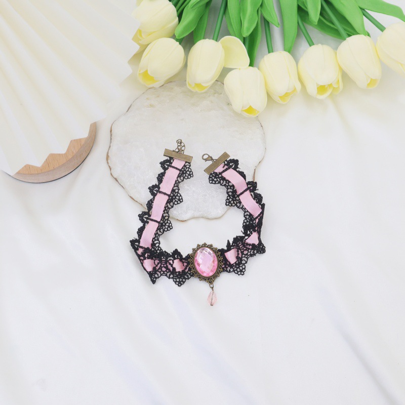 Cross-border para diseño misterioso collar de encaje de cristal de dama collar de diamante joyas de cadena de clavículas