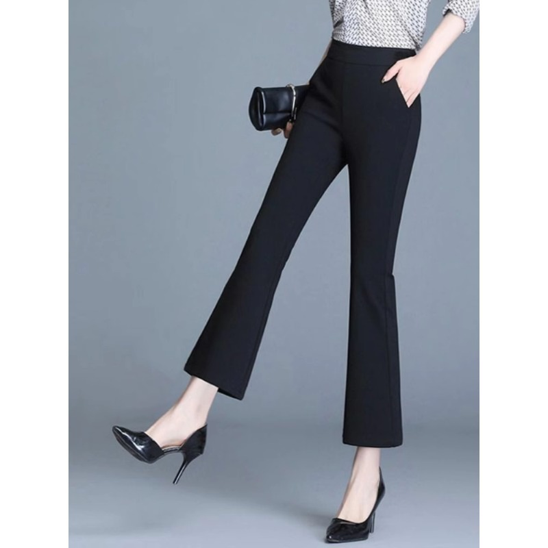 Small Micro-Flare Pants for Women in Spring & Fall, Nine-Point High-Waisted Short 150 with 155 Tall and Drapedy Suit Pants, Thin Style