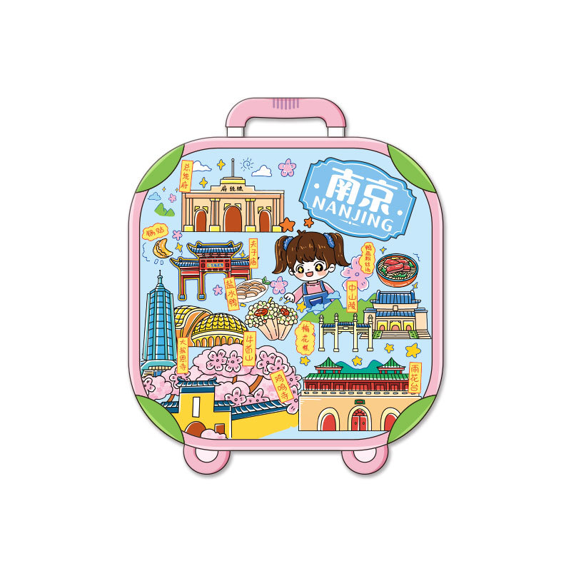 (2개) 공장 직접 재고 도매 폭발 도시 난징 특성 나무 아크릴 부드러운 자기 냉장고 스티커 관광 명소