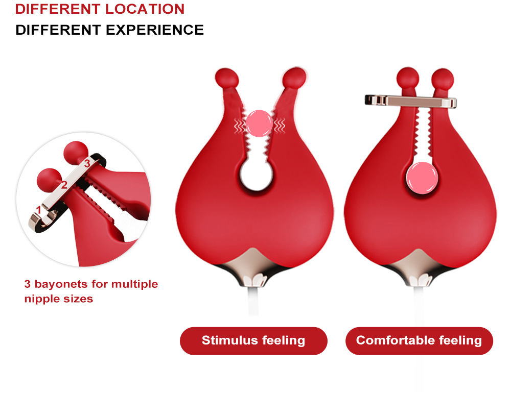 Rose Breast Clip Vibrator, Silicone Rose-Red Massager for Adults — detail image 6