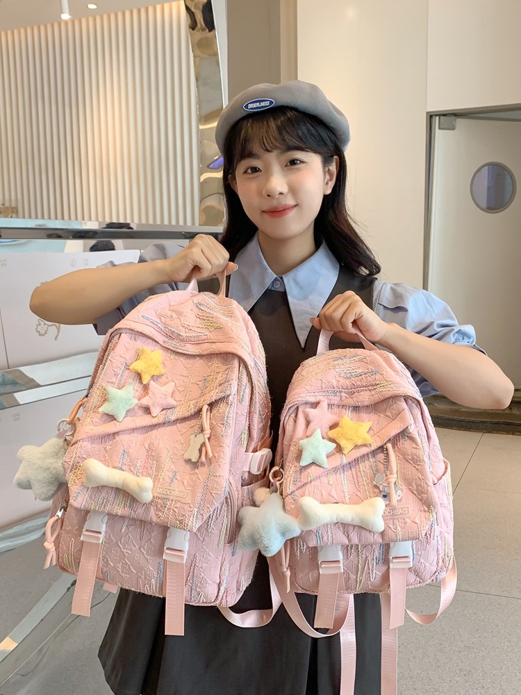 2024 New Schoolbag Female Students Korean High School Students Junior High School Backpack Cute Large Capacity High-value Backpack