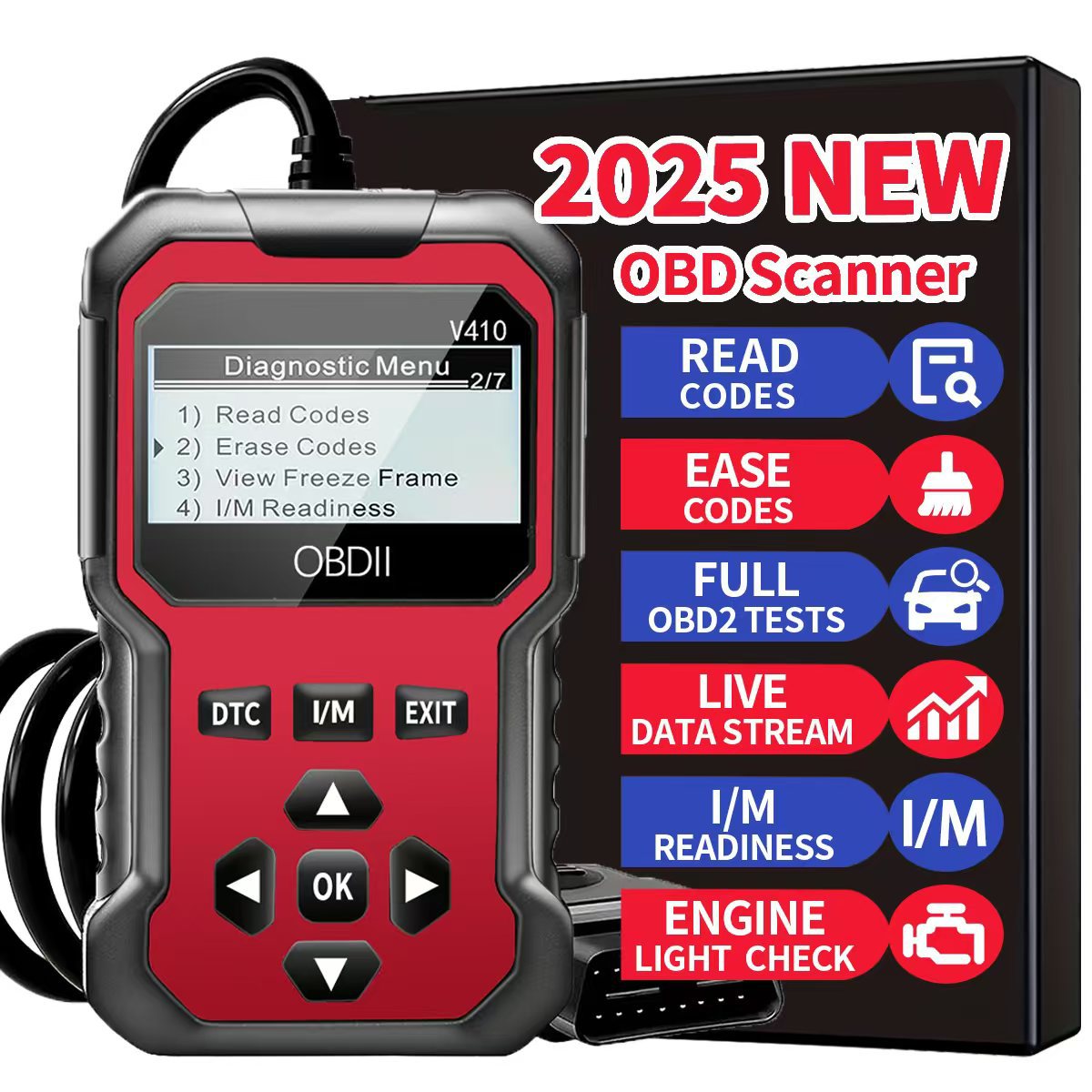 2025 OBD2 Scanner Car Diagnostic Device Code Reader Engine Fault Detector OBD Car Tester