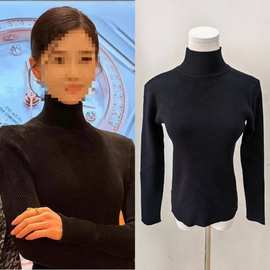 刘诗诗同款黑色高领毛衣女套头修身打底衫内搭针织衫上衣潮