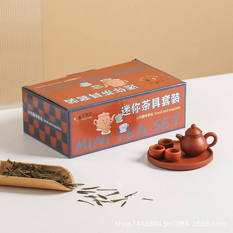 Interacción padre-hijo mini Chaoshan kung fu juegos de té nostálgico simulación juegos de té mini juegos de té tipo almacenamiento de agua pequeño juego de té