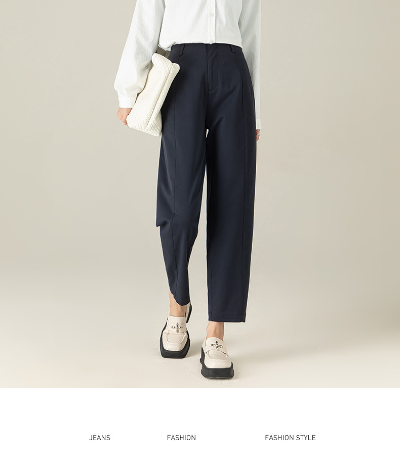 Quần harem nữ ống rộng lưng cao dài 9 phần chất liệu cotton Tencel — Màu xám be chi tiết 27