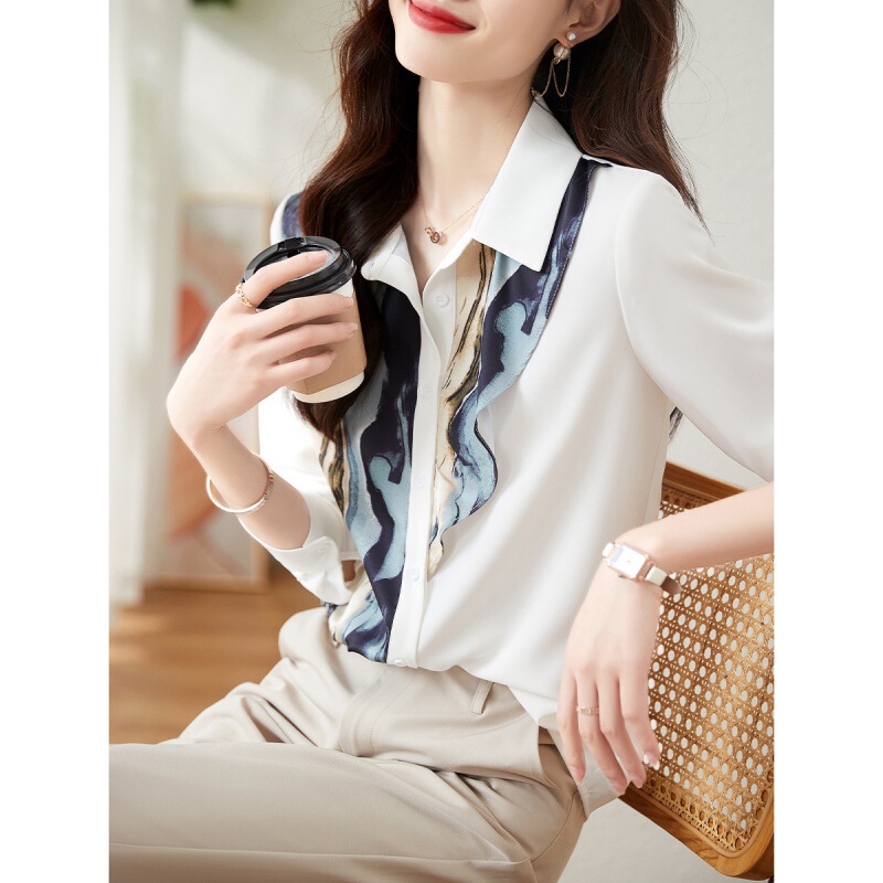 All-match shirt women's autumn 2022 new slim temperament abstract printed long sleeve top All-match shirt women's autumn 2022 new slim temperament abstract printed long sleeve top