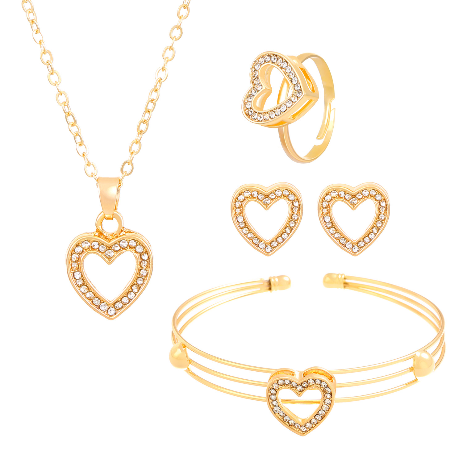 Nuevo diamante transfronterizo mariposa amor joyería traje ins estilo europeo y americano diseño creativo collar en forma de corazón conjunto de cuatro piezas