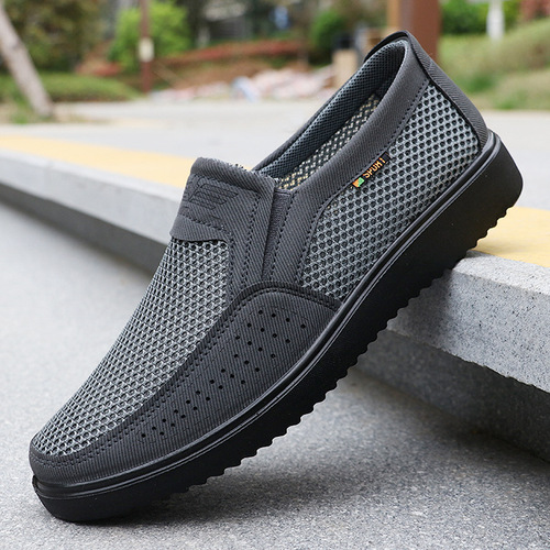 Men's Large Shoes Summer Mesh New Casual Dress Shoes Breathable Slip-On PU Sandals