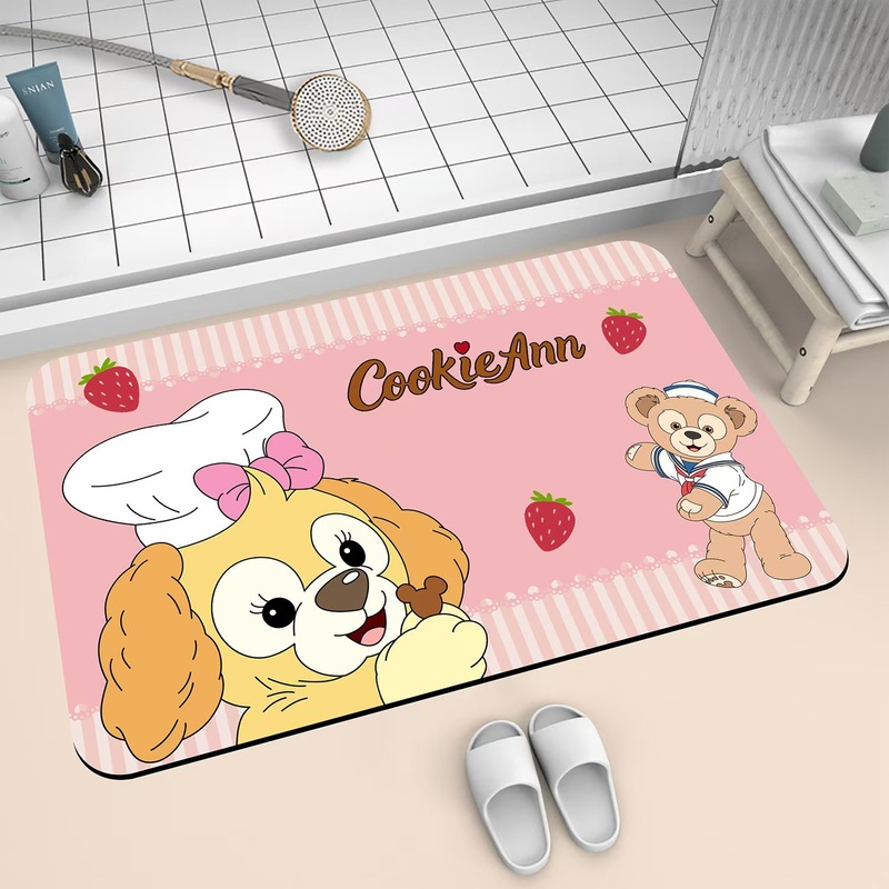 漫画かわいいダッフィーの新しい珪藻泥フロアマット浴室吸収性滑り止めフットマット汚れ防止と耐摩耗性ドアマットは発送可能です|undefined