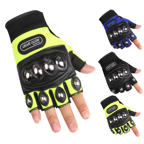 Motorcycle riding steel shell half finger gloves for men and women outdoor sports fitness mountaineering protective long finger hard shell gloves