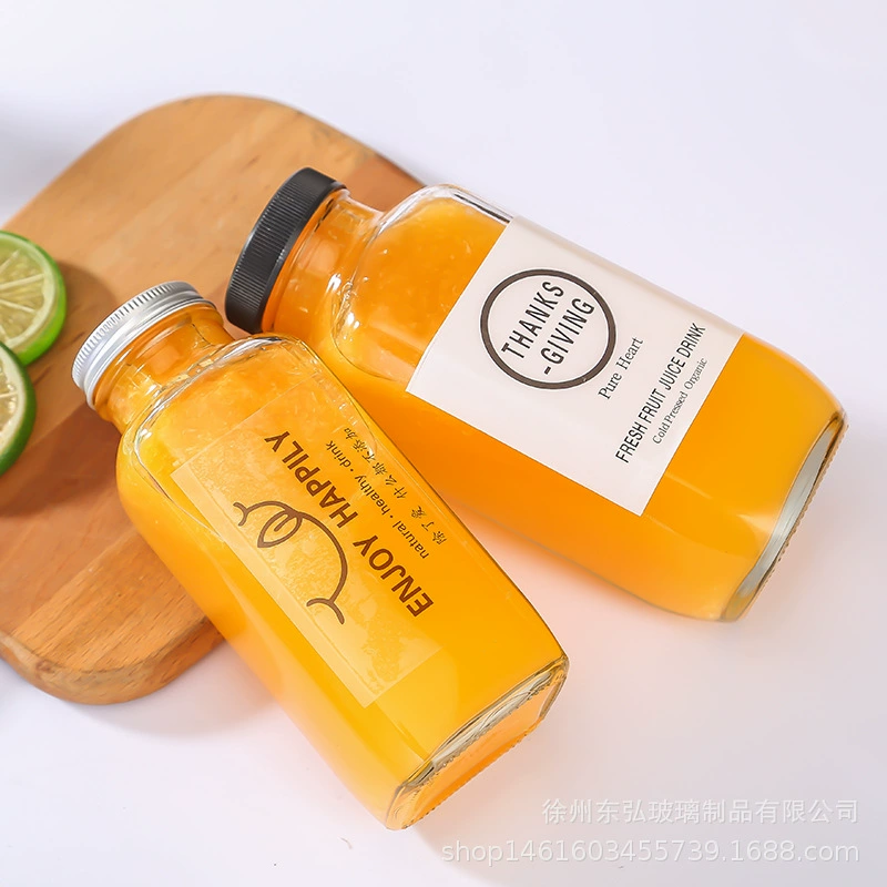 Оптовая продажа 250 ml350 ml сетка красная бутылка для напитков квадратная бутылка кофе молочный чай фруктовый сок на вынос портативная стеклянная бутылка для напитков