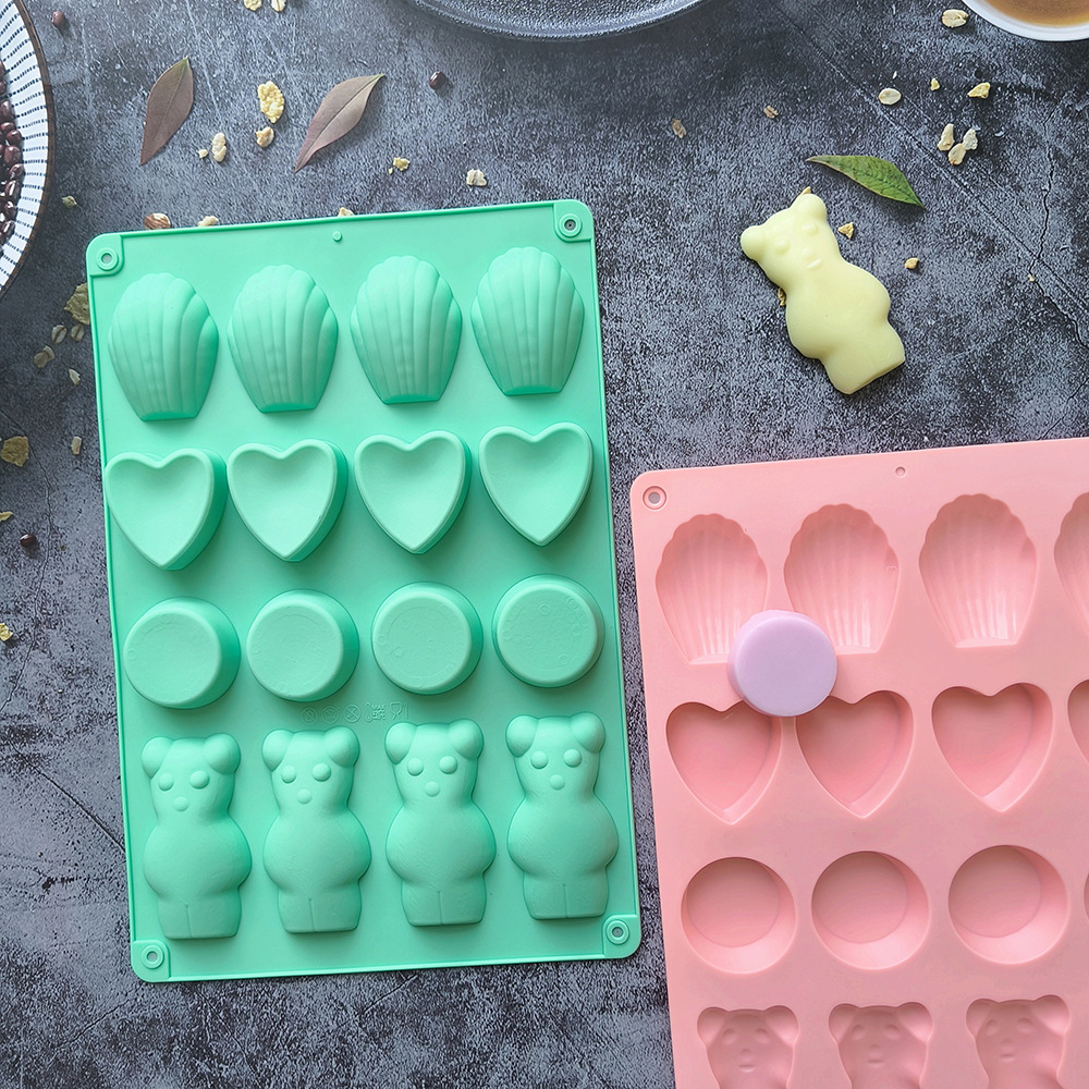 16 cuatro grupos de amor de oso 8 chocolate molde de silicona DIY galletas de hielo dulces blandos molde de goteo para hornear