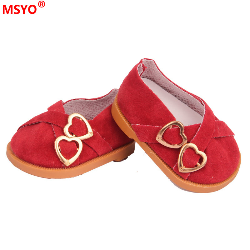 18 pulgadas American Girl muñeca zapatos 43cm muñeca lindo arco amor lentejuelas zapatos muñeca zapatos de lona