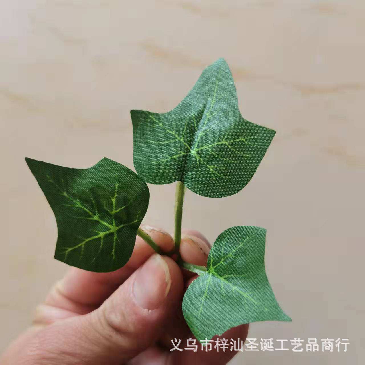 仿真植物仿真花叶配件丝印三叉地瓜叶壁挂藤条装饰圣诞工艺品叶片