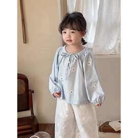女童衬衫2025春装新款韩版童装女宝宝花朵娃娃衫儿童洋气长袖上衣
