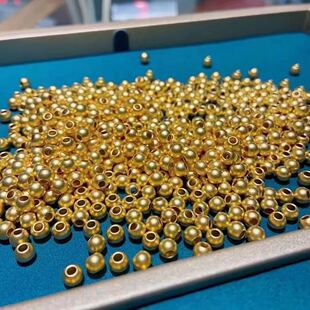 Gold Beads 999 Pure Gold 3D Hard Gold Ancient Beads Transfer Beads Gold Beans Small Gold Beads with Loose Beads DIY Bracelet