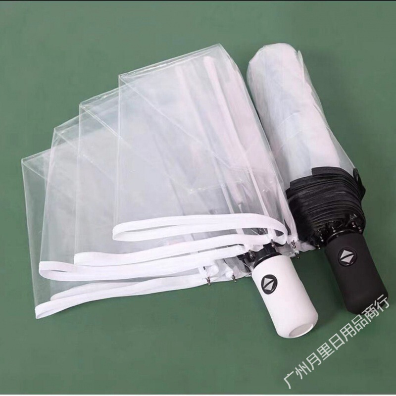 Transparent umbrella large wholesale umbrella folding Korean-style automatic umbrella creative students small fresh strong and durable thick