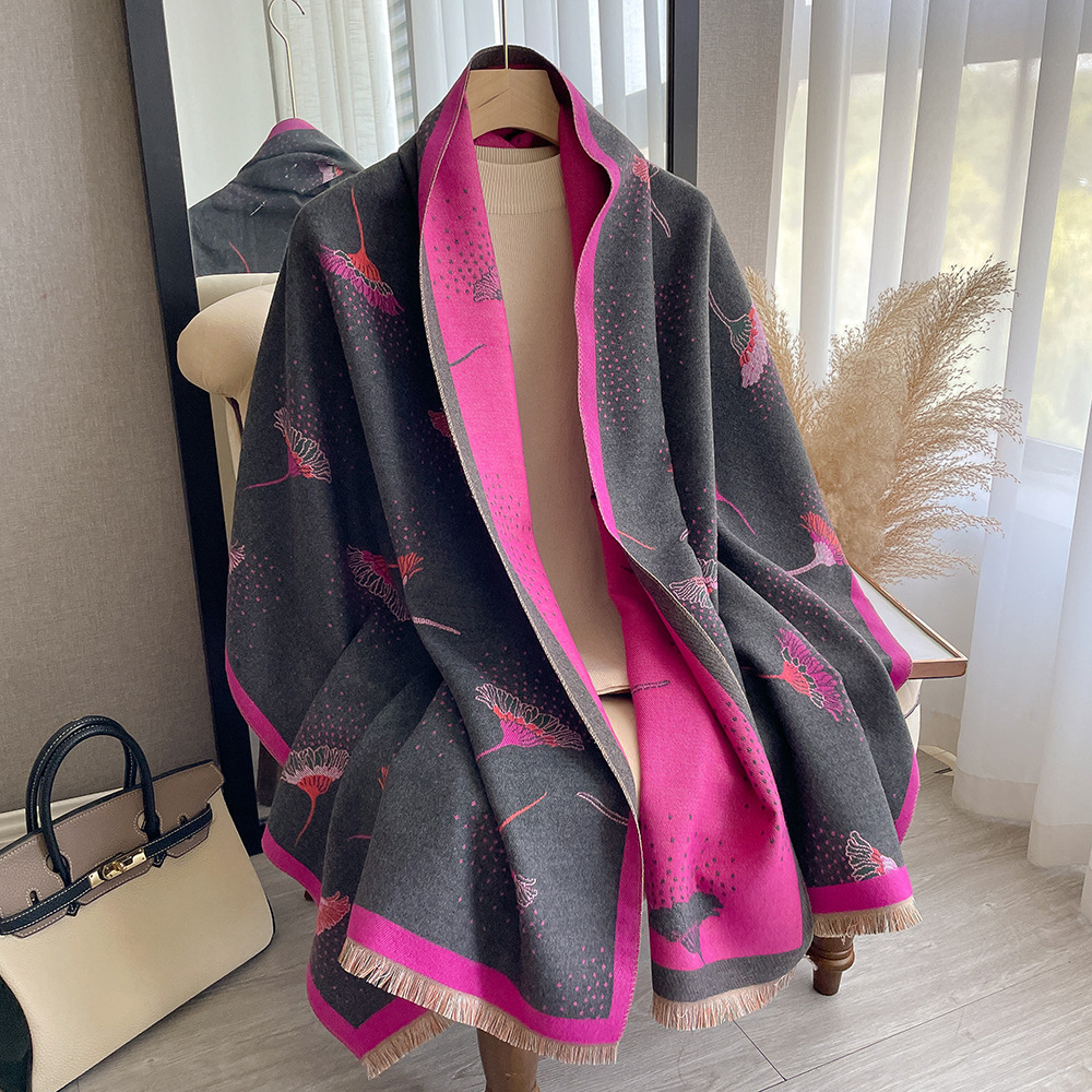 Imitation Cashmere Scarf For Girls With Dandelion Pattern Warm_voghion.com