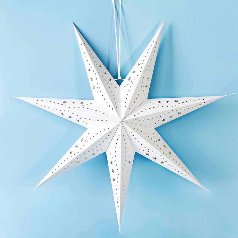 Estrella de siete puntas hueca blanca de 60cm (estrella de punto hueca)