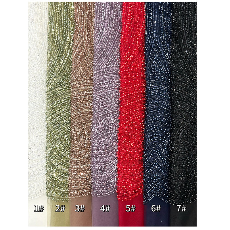 Tejido de boda bordado de perlas, tejido de bordado de perlas, tejido de bordado de perlas, alfombra roja de boda, vestido de compromiso, tejido bordado