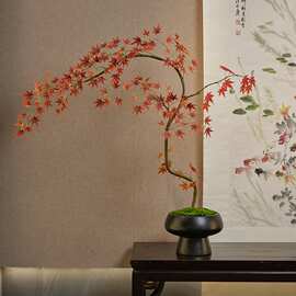 红枫仿真绿植感逼真客厅假花摆设桌面新中式茶室禅意玄关摆件