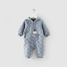 巴厘小豬嬰幼兒寶寶冬裝連體夾絲棉加厚保暖冬季哈衣新生兒外出服